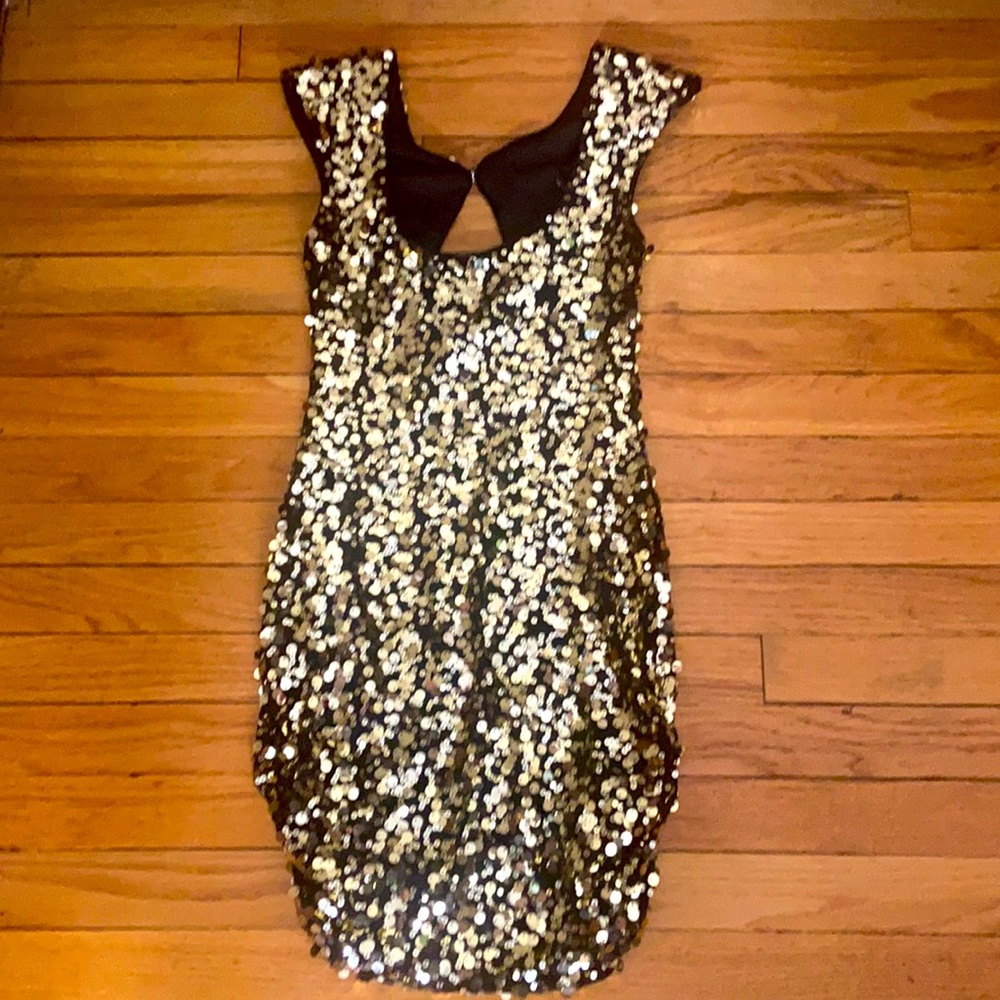 B Darlin Gold Sequin Dress